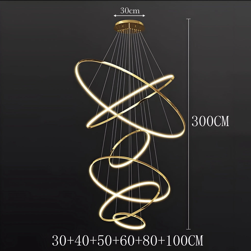 Modern Spiral LED Chandelier – Multi-Ring Luxury Staircase Light (3–8 Rings)