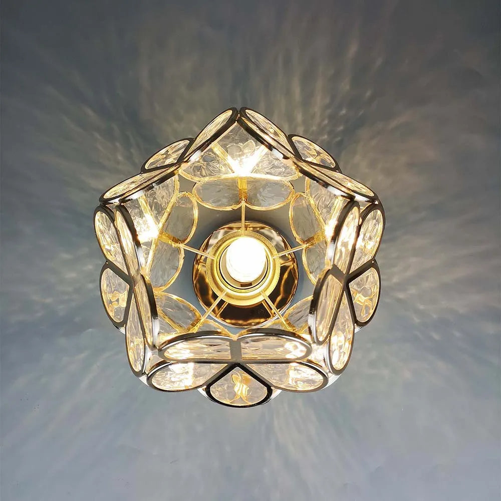 Floral Glass Globe Flush Ceiling Light