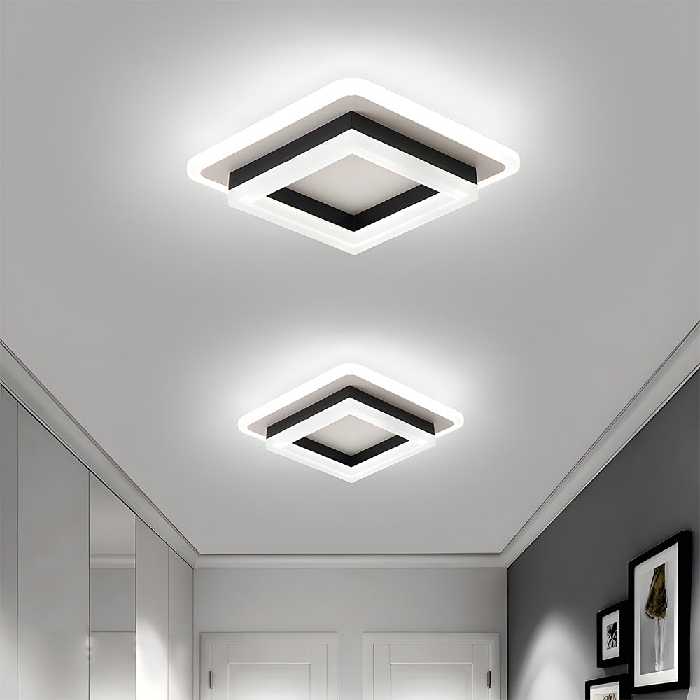 Modern Square LED Flush Ceiling Light – 20cm Geometric Low Profile Fixture
