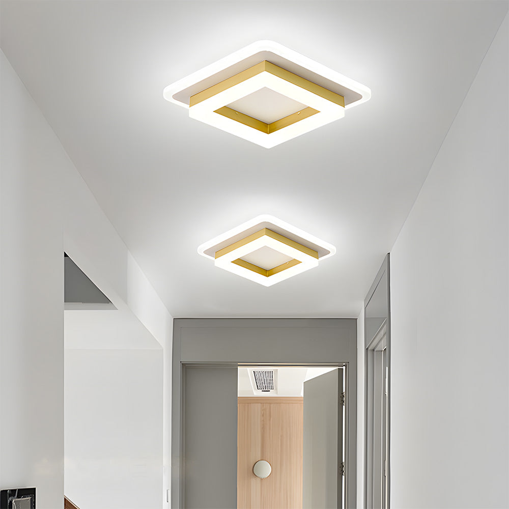 Modern Square LED Flush Ceiling Light – 20cm Geometric Low Profile Fixture