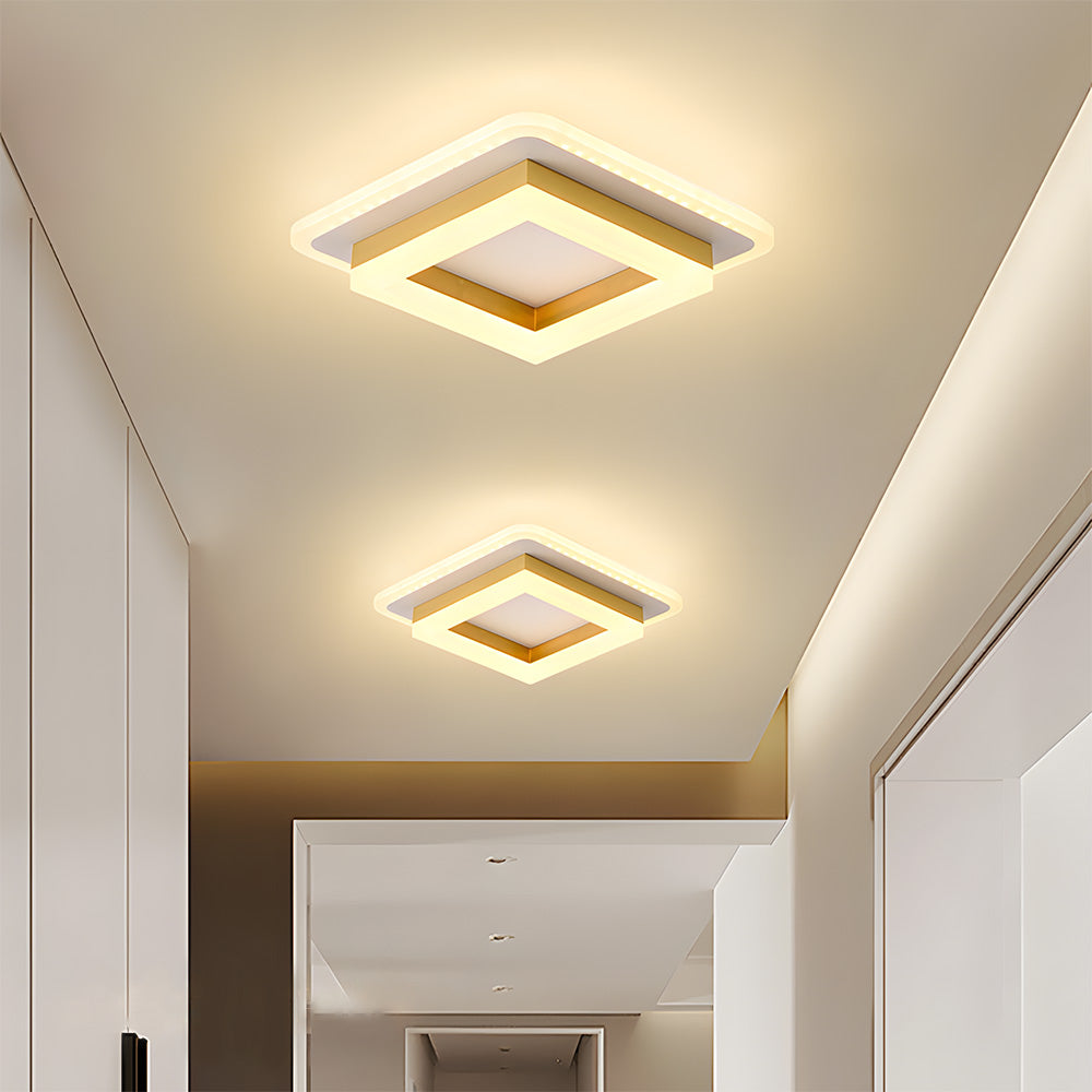 Modern Square LED Flush Ceiling Light – 20cm Geometric Low Profile Fixture