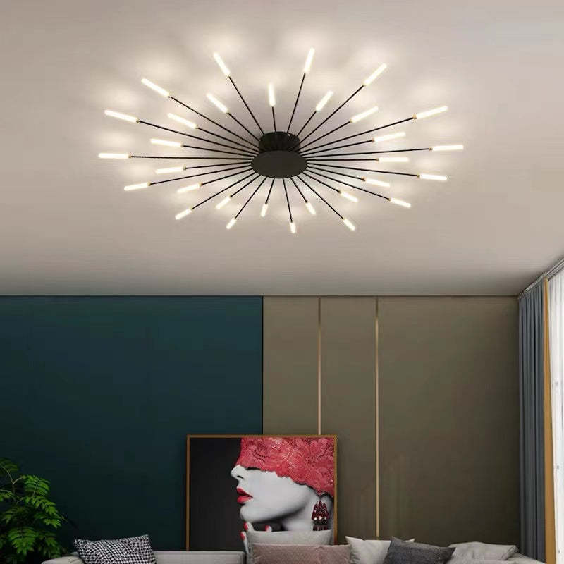 Modern Sputnik Semi-Flush Chandelier – Multi Arm Ceiling Light
