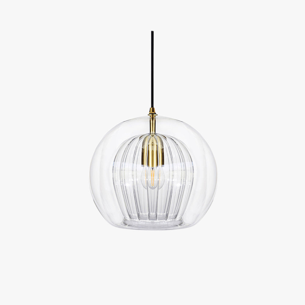 Clear / Amber Glass Globe Pendant Light – Modern Ceiling Fixture
