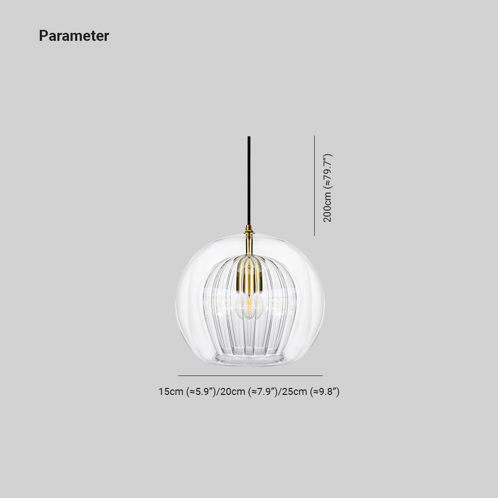 Clear / Amber Glass Globe Pendant Light – Modern Ceiling Fixture