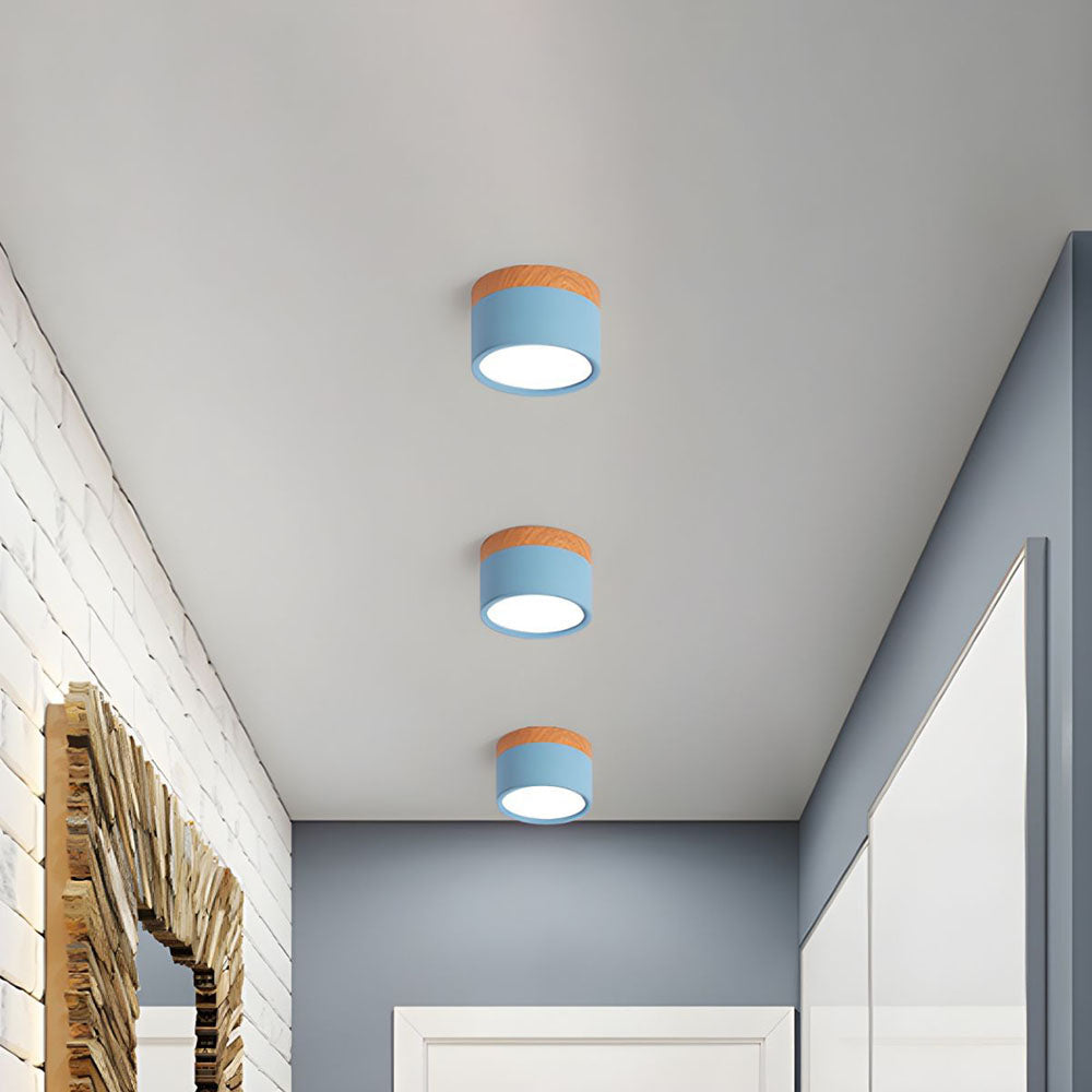 Modern Cylinder LED Flush Ceiling Light – Small Surface Mount Fixture