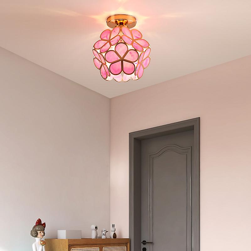 Floral Glass Globe Flush Ceiling Light