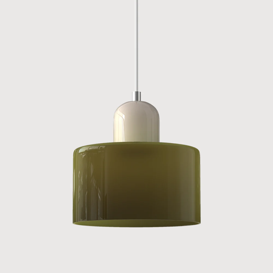 Two-Tone Glass Drum Pendant Light