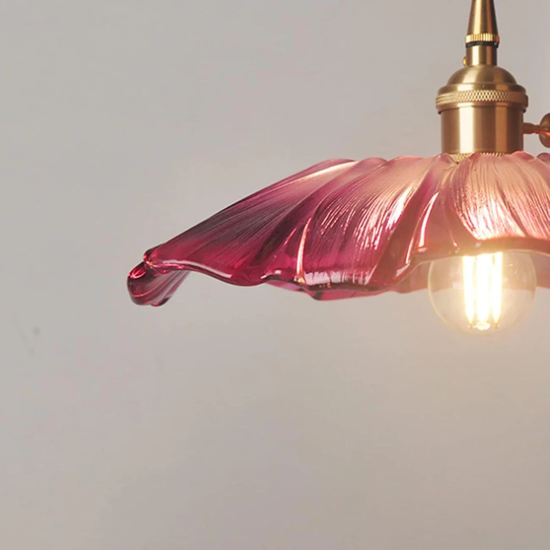 Ribbed Floral Glass Pendant Light
