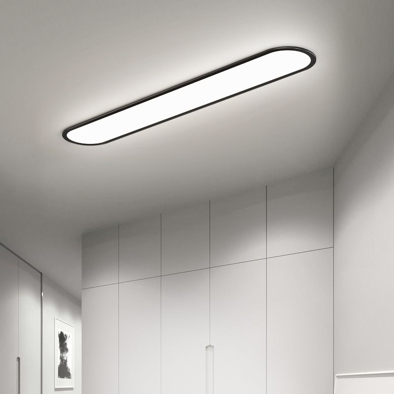 Oval LED Flush Mount Ceiling Light – Modern Linear Surface Fixture
