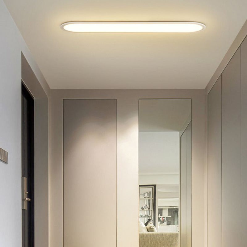 Oval LED Flush Mount Ceiling Light – Modern Linear Surface Fixture