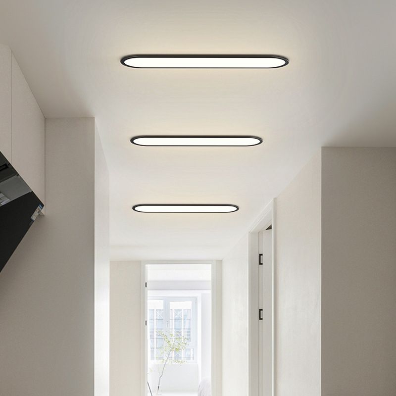 Oval LED Flush Mount Ceiling Light – Modern Linear Surface Fixture