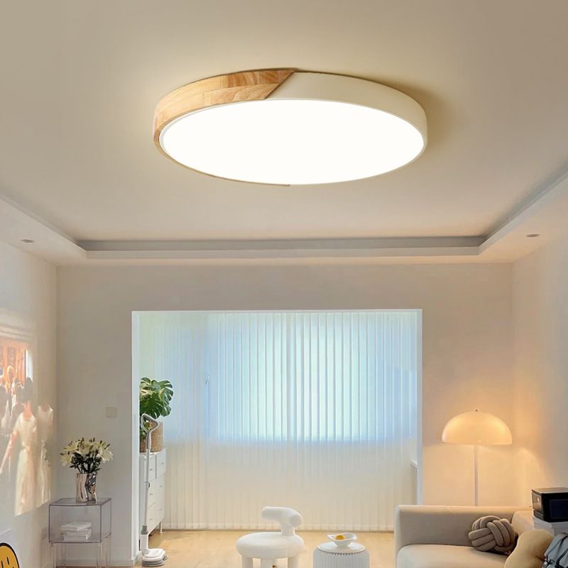 Modern Round LED Flush Ceiling Light – Color Accent Low Profile Fixture