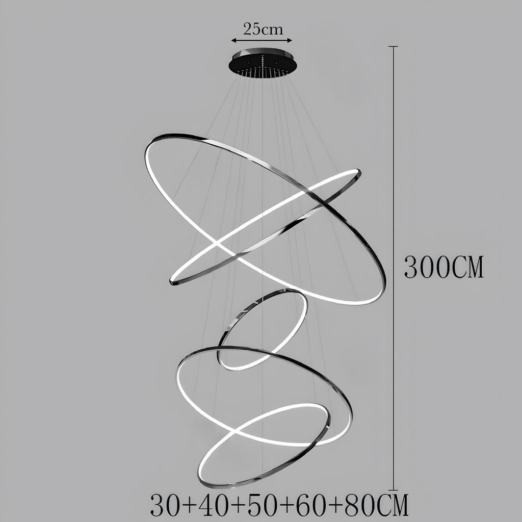 Modern Spiral LED Chandelier – Multi-Ring Luxury Staircase Light (3–8 Rings)