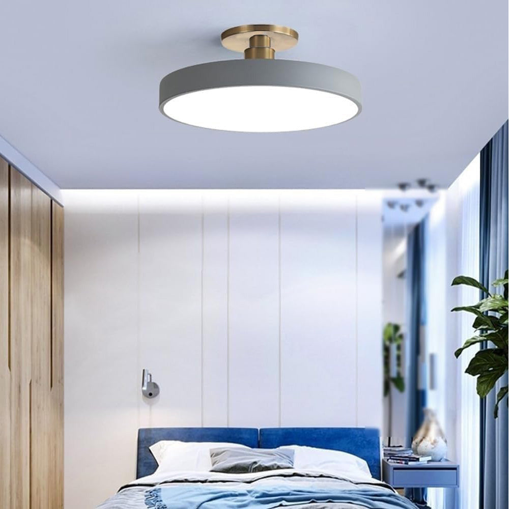 Modern Round LED Semi-Flush Ceiling Light – Minimalist Disc Fixture