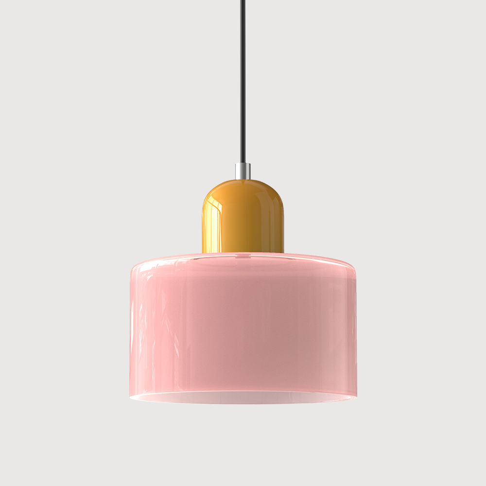 Bauhaus Coloured Glass Pendant Light
