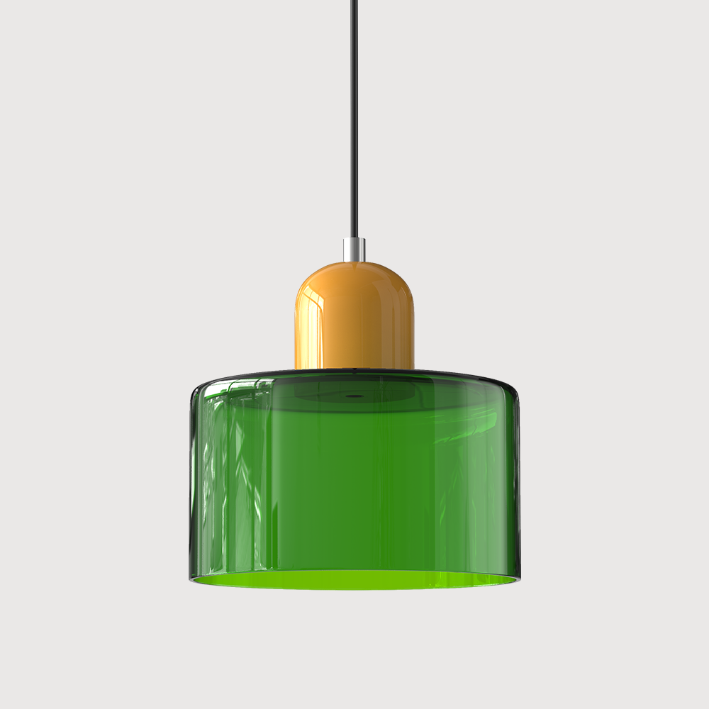 Bauhaus Coloured Glass Pendant Light