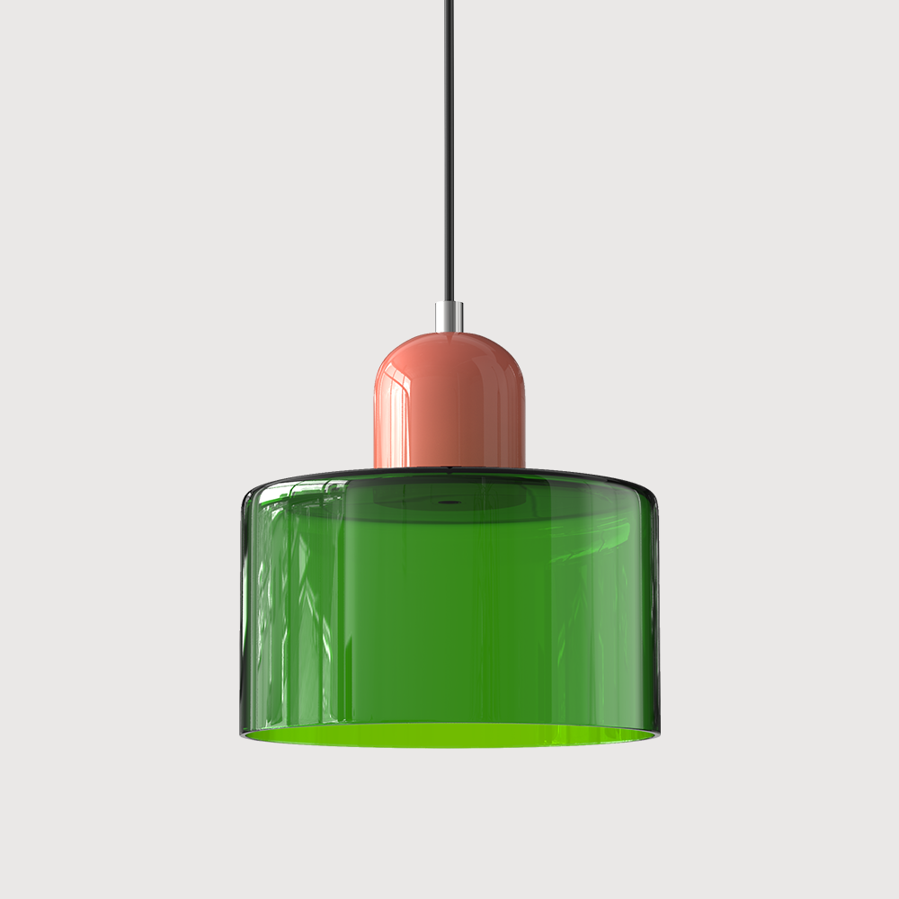 Bauhaus Coloured Glass Pendant Light