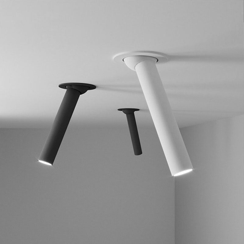 Adjustable Long Cylinder Recessed LED Spotlight in Aluminium