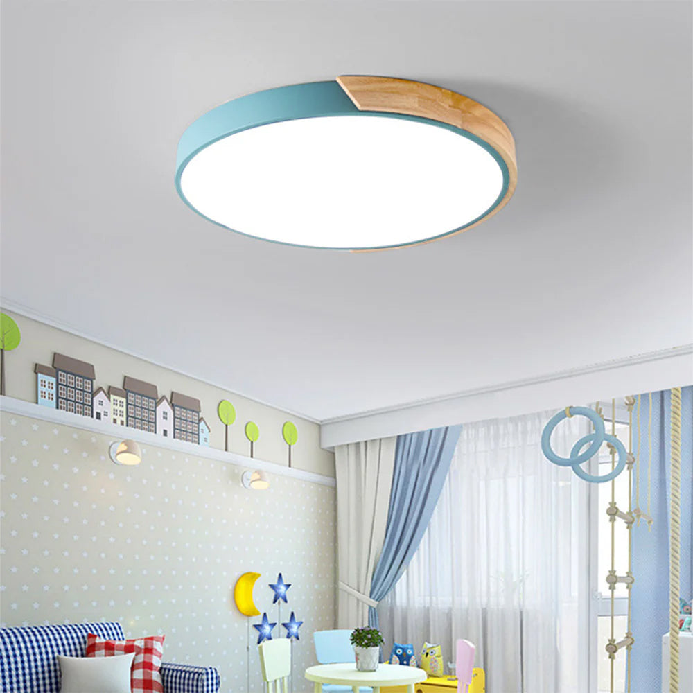 Modern Round LED Flush Ceiling Light – Color Accent Low Profile Fixture