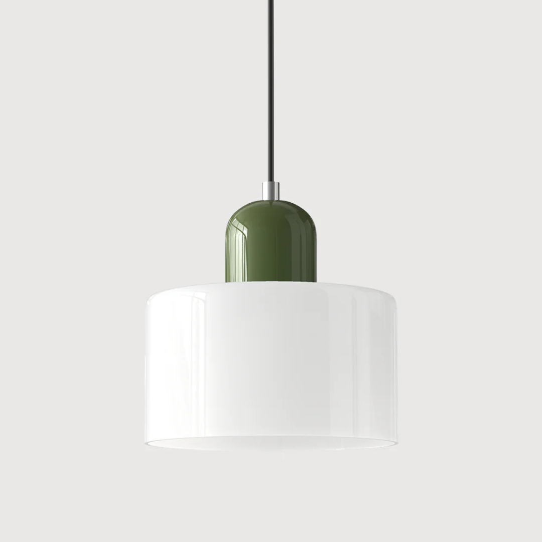 Two-Tone Glass Drum Pendant Light