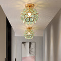 Floral Glass Globe Flush Ceiling Light