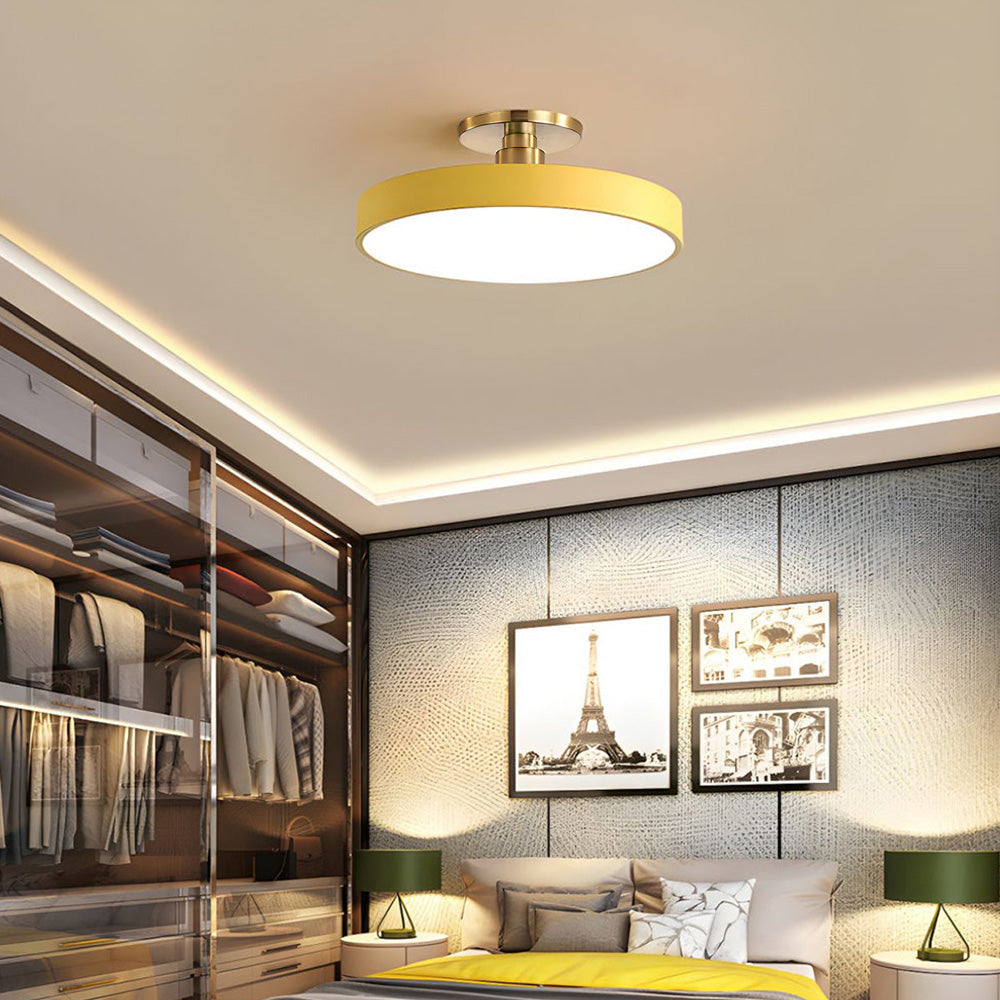 Modern Round LED Semi-Flush Ceiling Light – Minimalist Disc Fixture