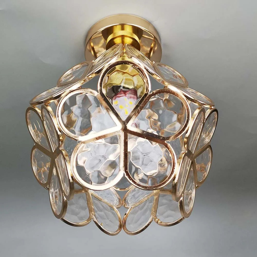 Floral Glass Globe Flush Ceiling Light