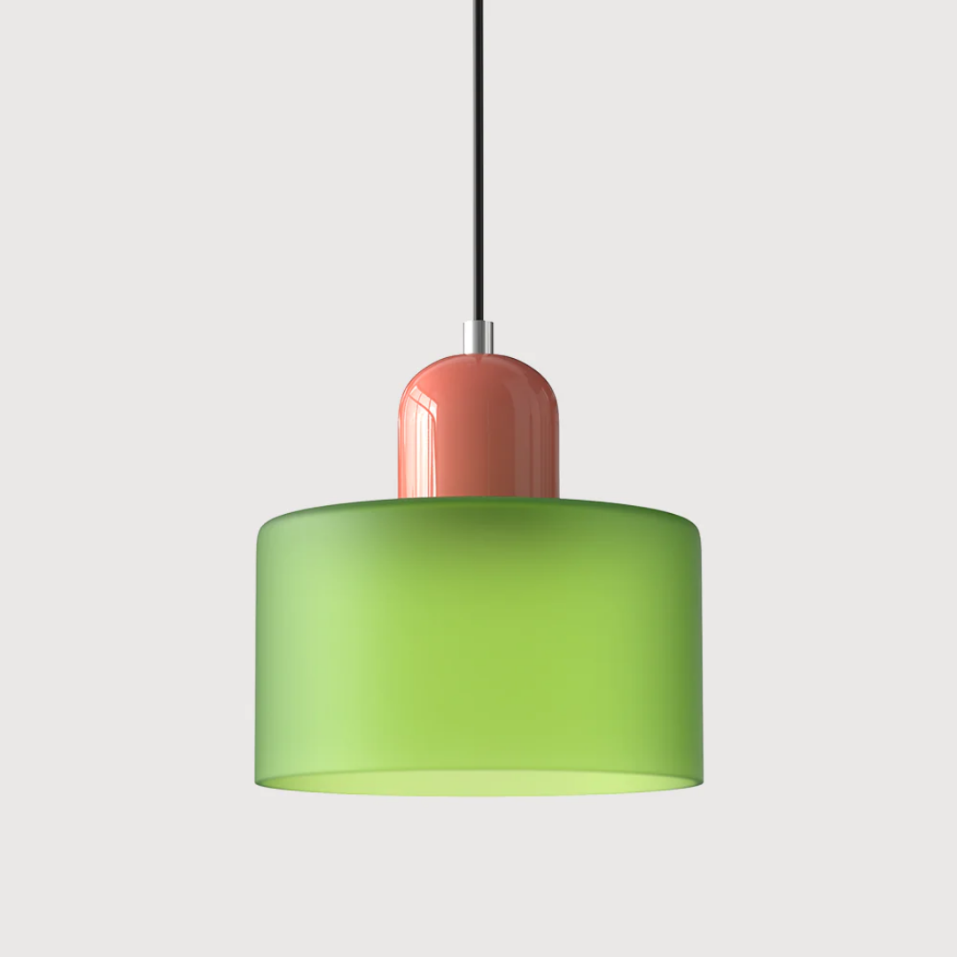 Two-Tone Glass Drum Pendant Light