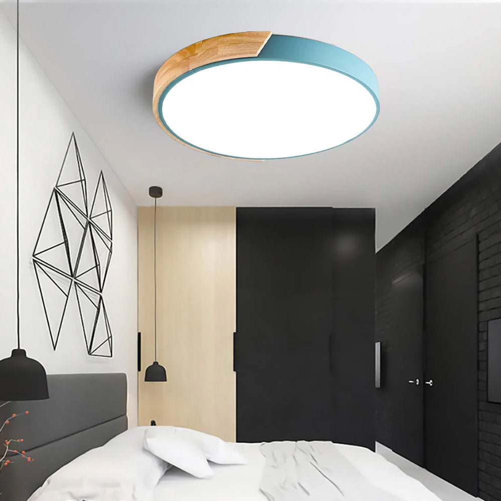 Modern Round LED Flush Ceiling Light – Color Accent Low Profile Fixture