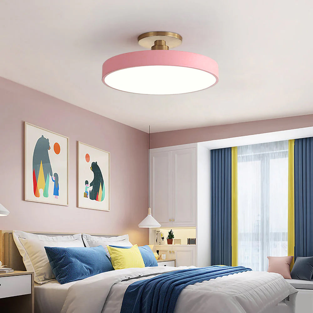 Modern Round LED Semi-Flush Ceiling Light – Minimalist Disc Fixture