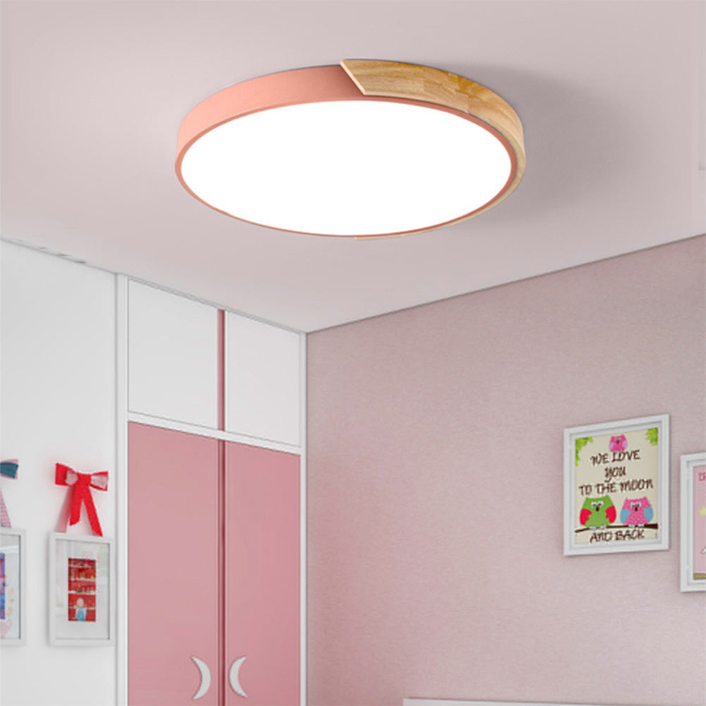 Modern Round LED Flush Ceiling Light – Color Accent Low Profile Fixture