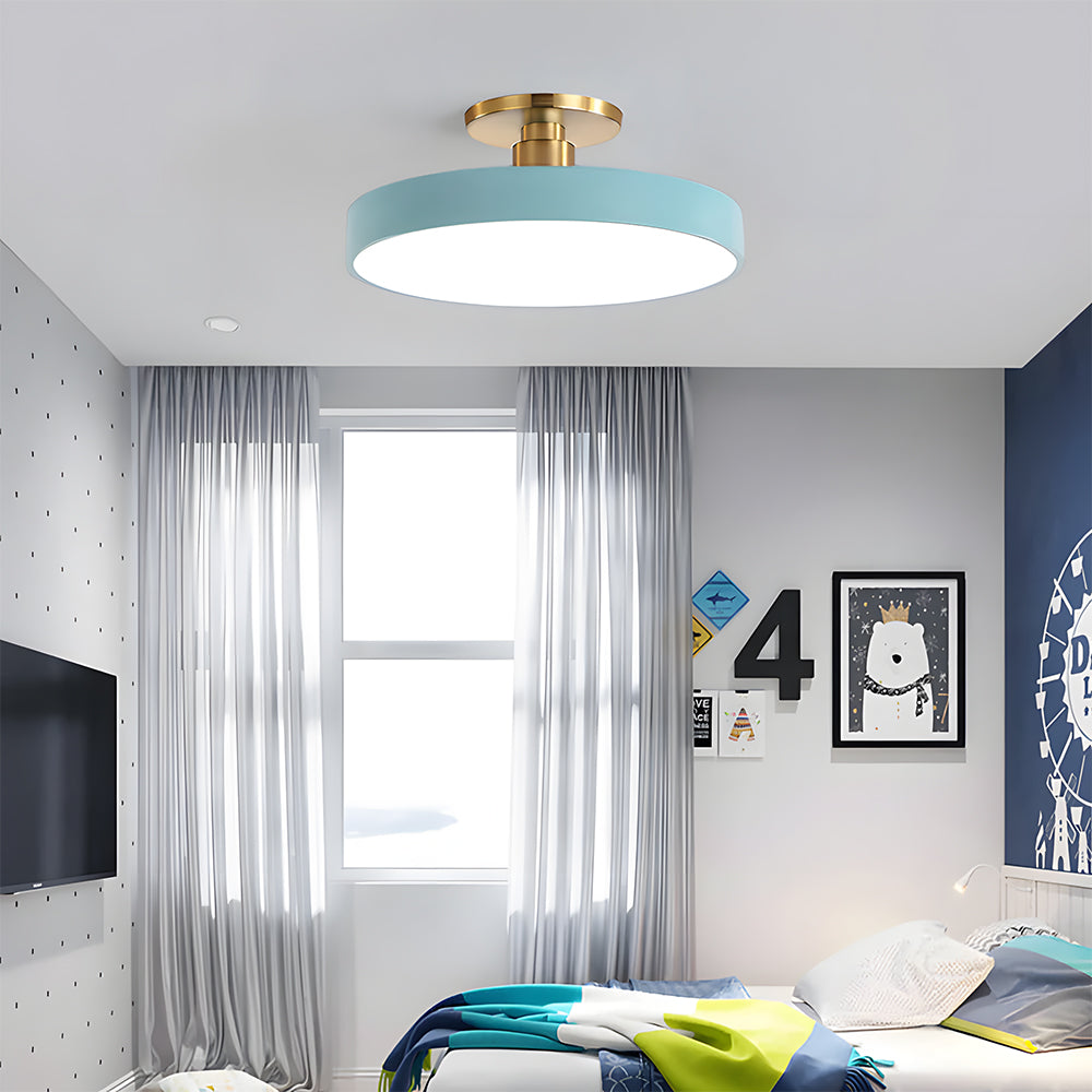Modern Round LED Semi-Flush Ceiling Light – Minimalist Disc Fixture