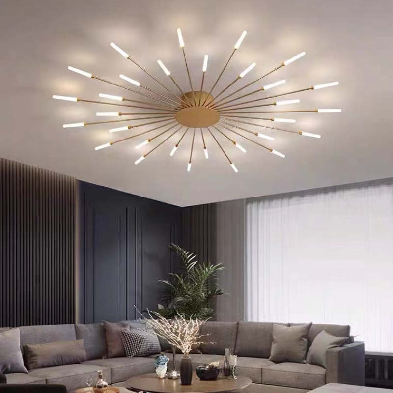 Modern Sputnik Semi-Flush Chandelier – Multi Arm Ceiling Light