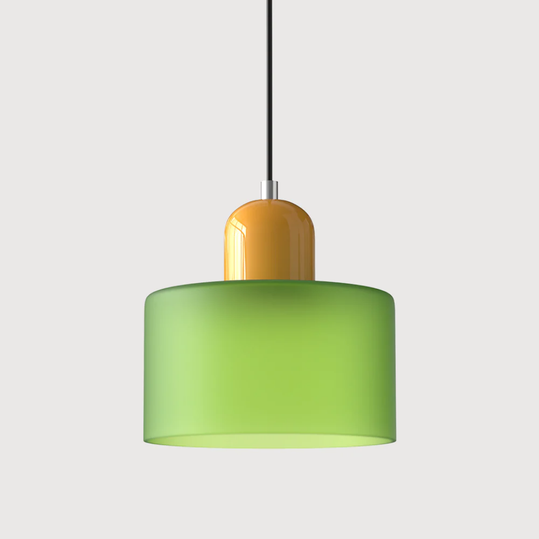 Two-Tone Glass Drum Pendant Light