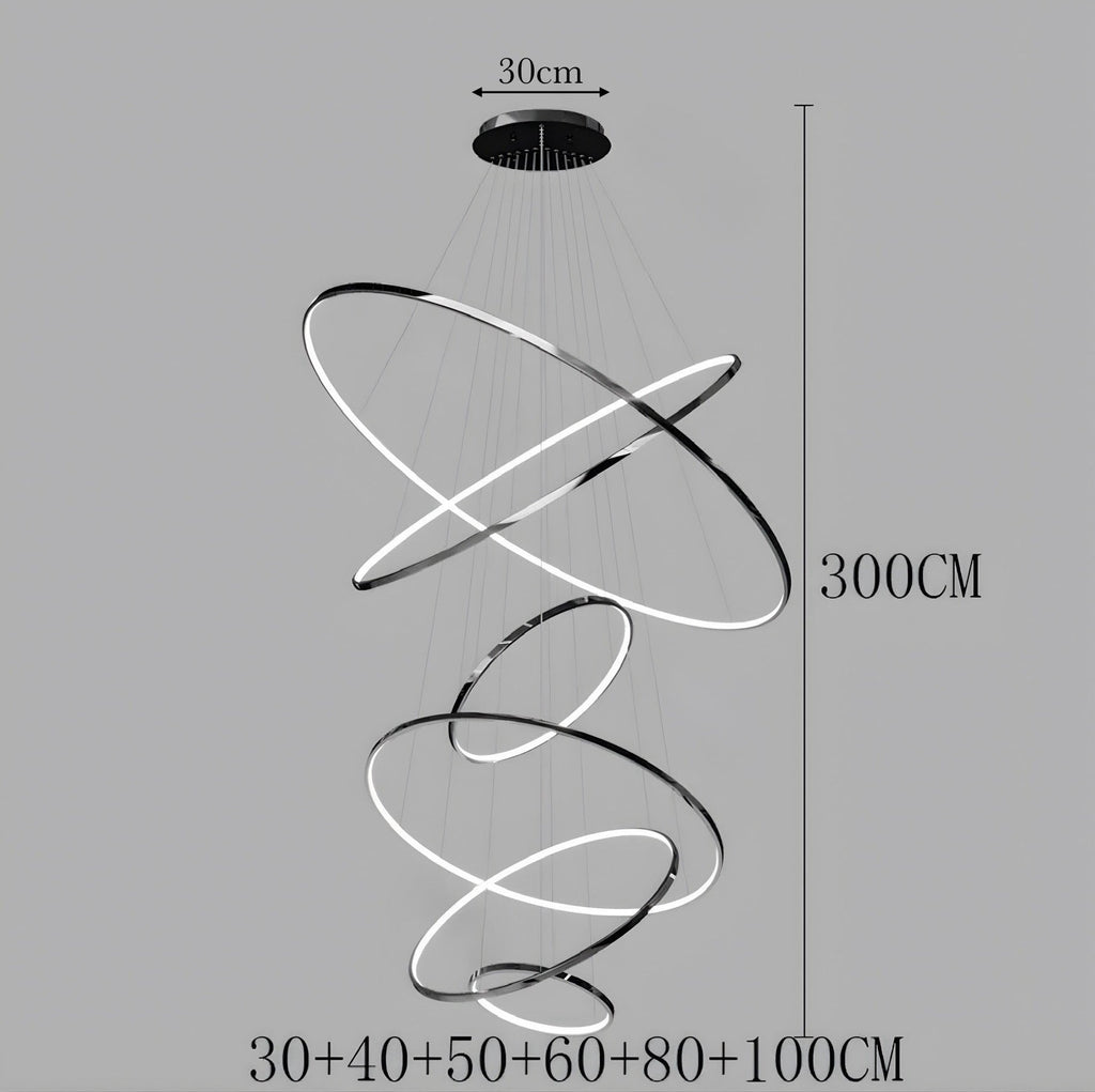 Modern Spiral LED Chandelier – Multi-Ring Luxury Staircase Light (3–8 Rings)