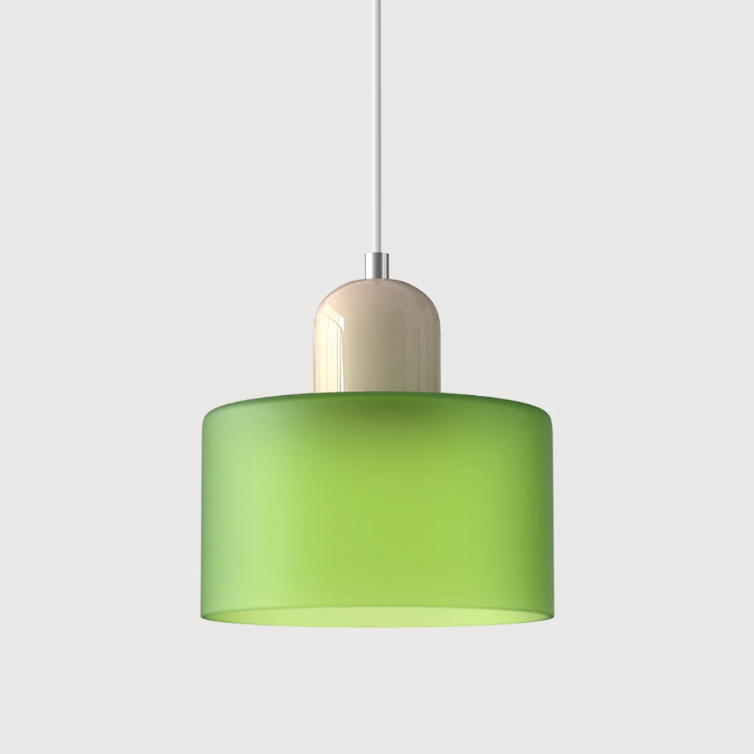 Two-Tone Glass Drum Pendant Light