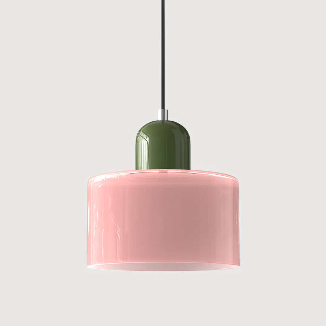 Two-Tone Glass Drum Pendant Light