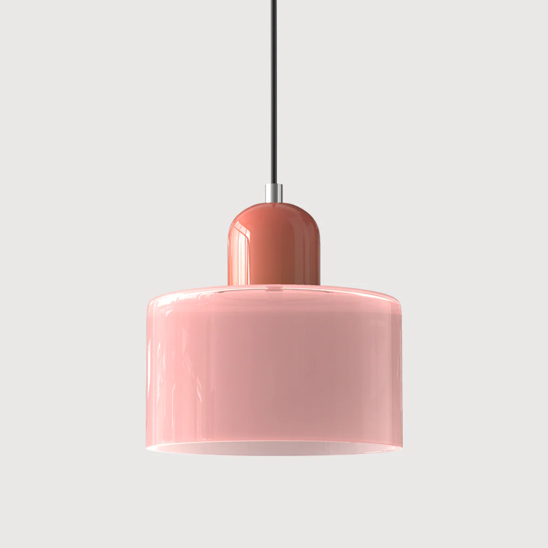 Two-Tone Glass Drum Pendant Light