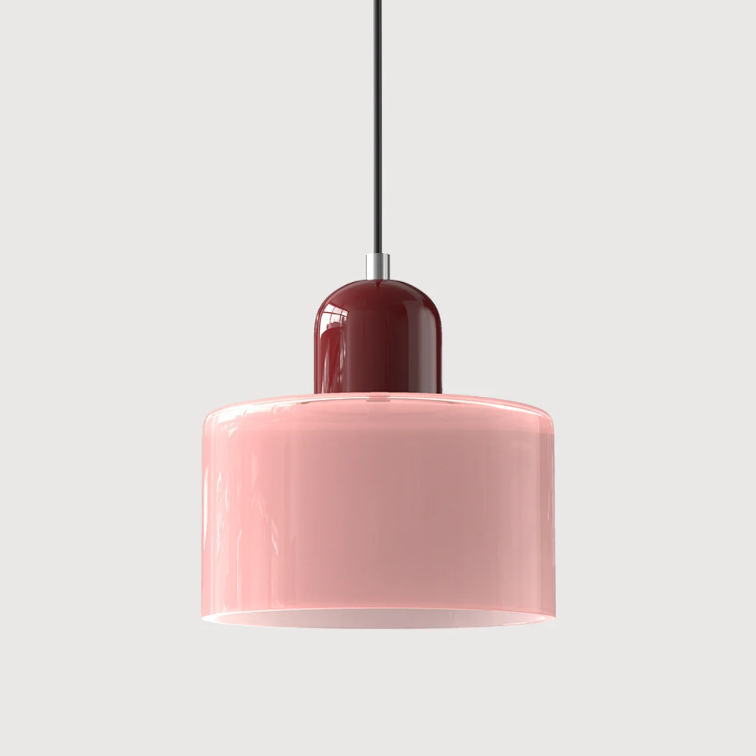 Two-Tone Glass Drum Pendant Light