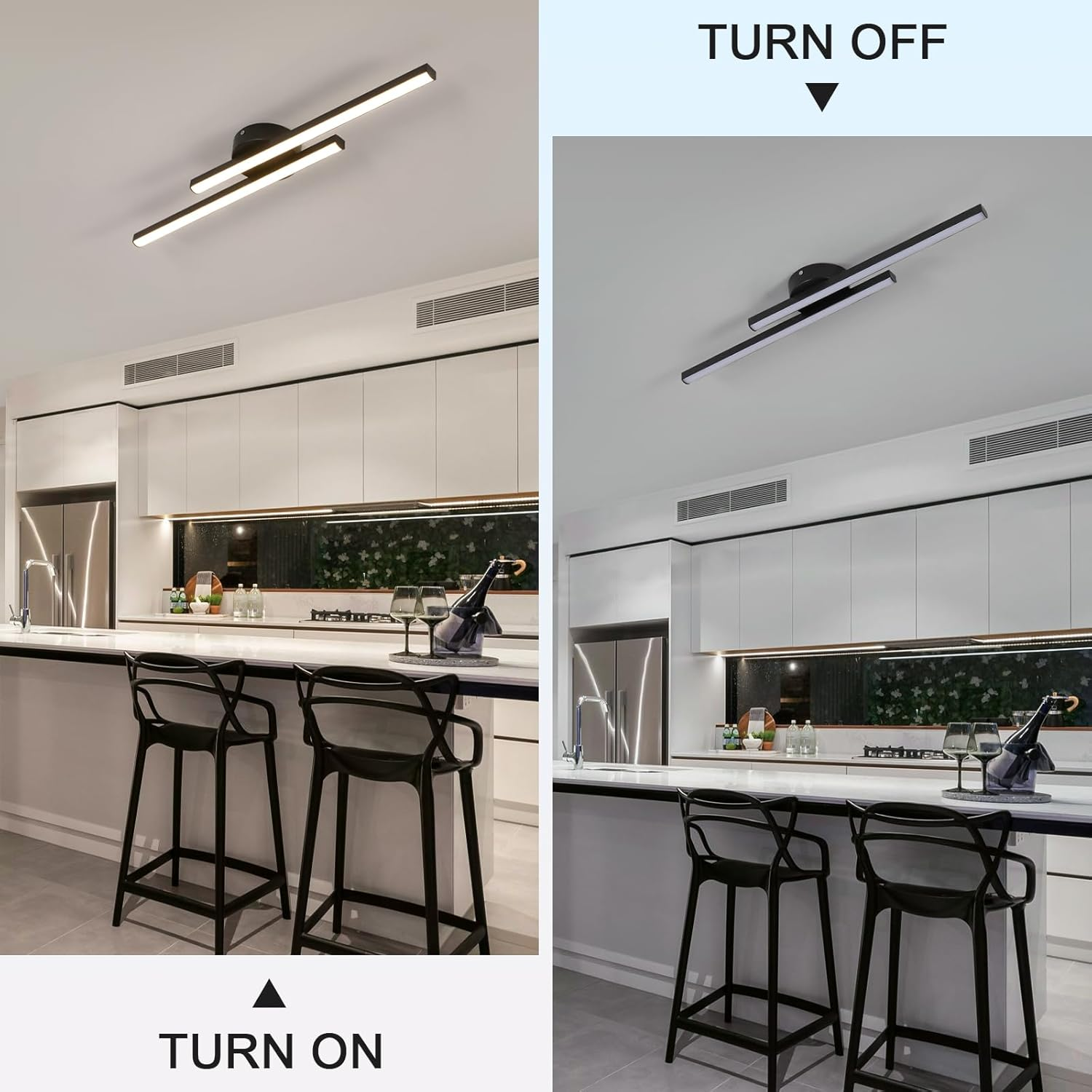 Modern Linear LED Semi-Flush Ceiling Light – Slim Strip Fixture