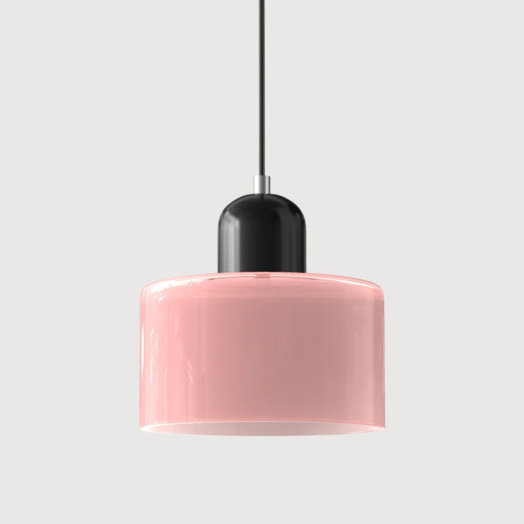 Two-Tone Glass Drum Pendant Light