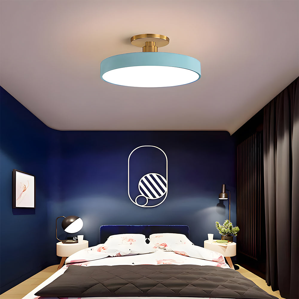 Modern Round LED Semi-Flush Ceiling Light – Minimalist Disc Fixture