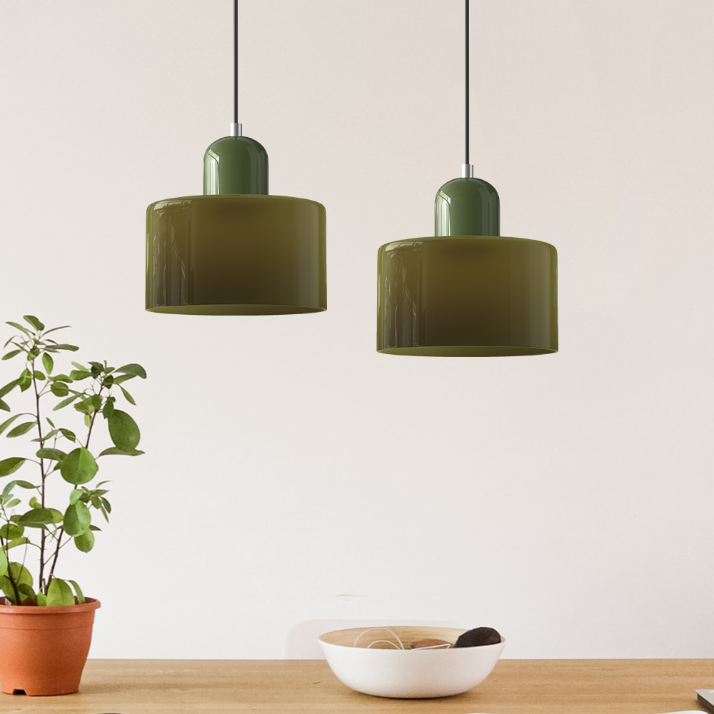 Bauhaus Coloured Glass Pendant Light