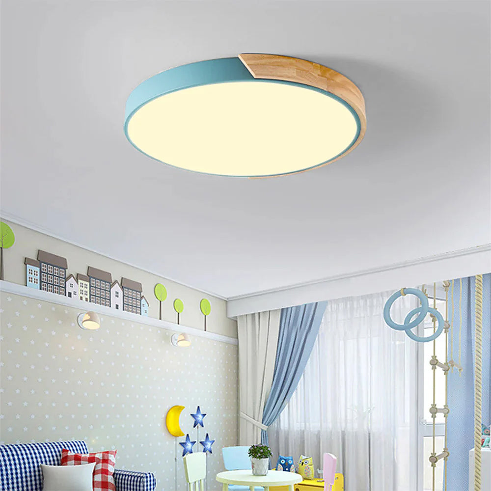 Modern Round LED Flush Ceiling Light – Color Accent Low Profile Fixture