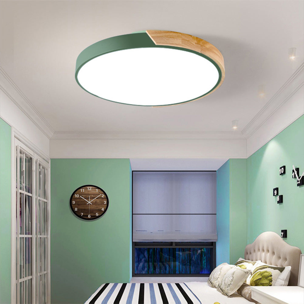 Modern Round LED Flush Ceiling Light – Color Accent Low Profile Fixture