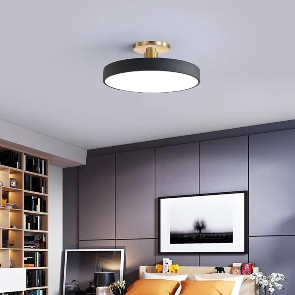 Modern Round LED Semi-Flush Ceiling Light – Minimalist Disc Fixture