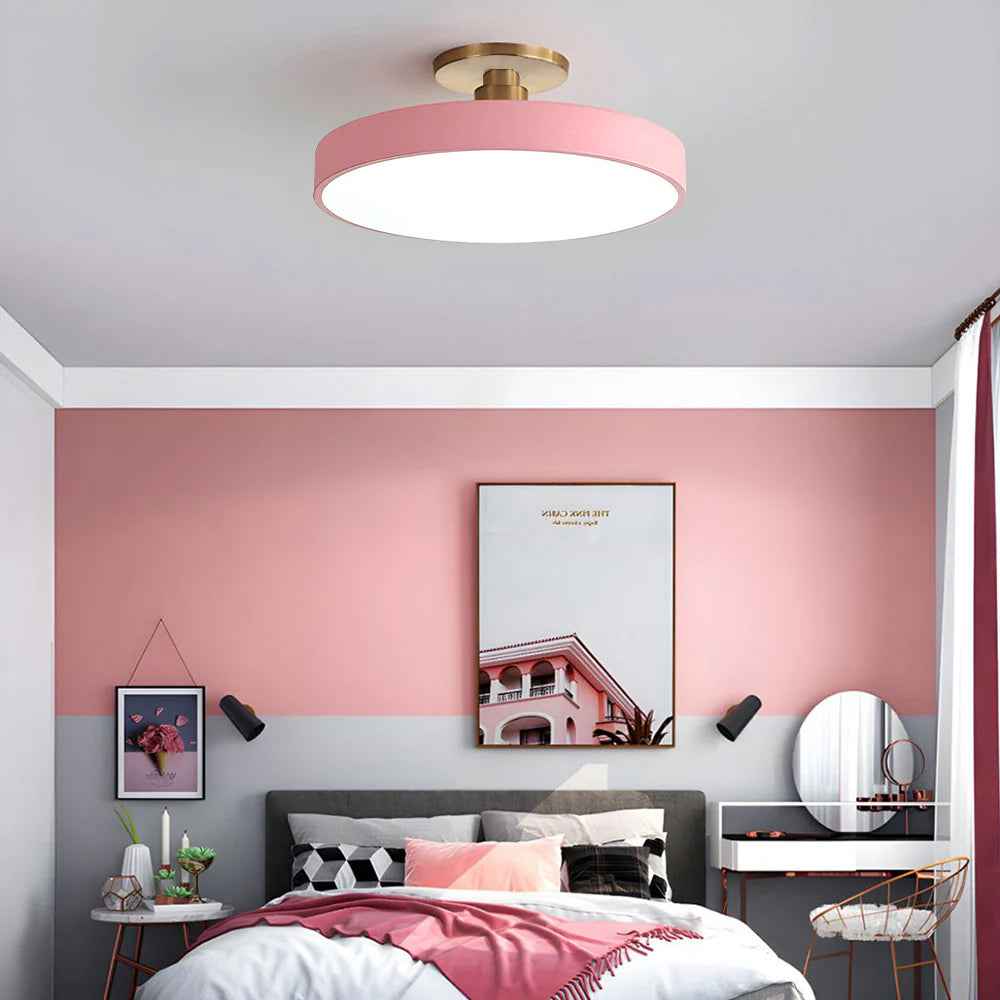 Modern Round LED Semi-Flush Ceiling Light – Minimalist Disc Fixture