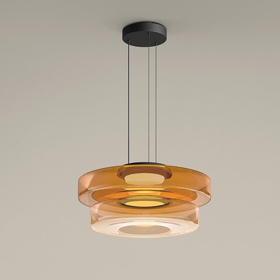 Bauhaus Tiered Glass Disc Pendant Light