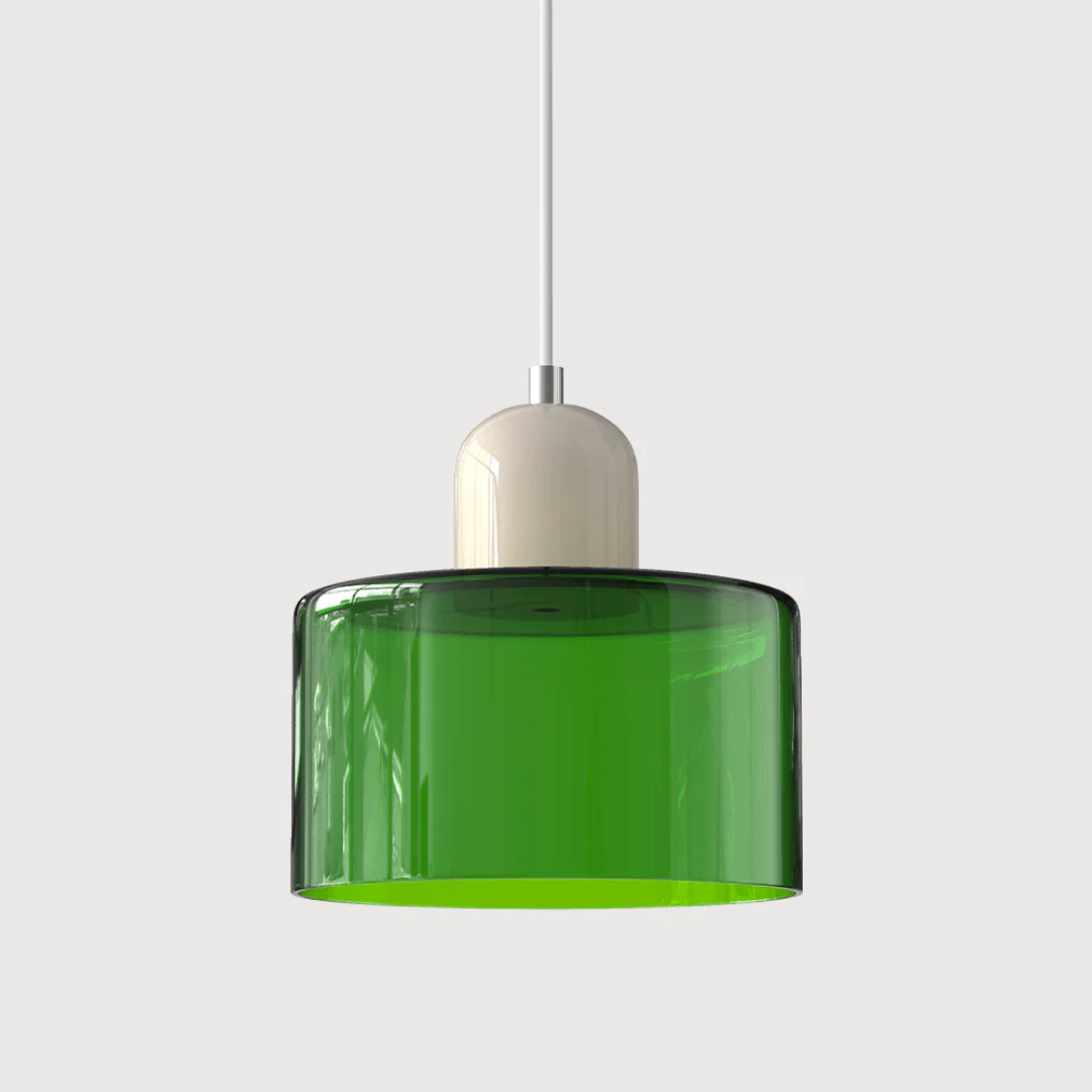 Two-Tone Glass Drum Pendant Light