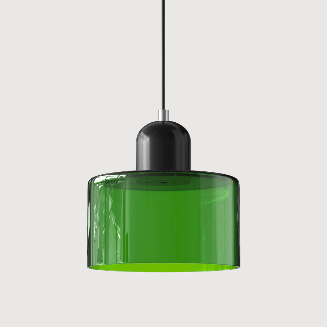 Two-Tone Glass Drum Pendant Light